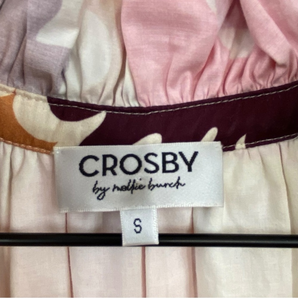 Crosby by Mollie Burch Pink Brown Tan Mod Poppy Watts Midi Dress Size Small - Picture 4 of 10